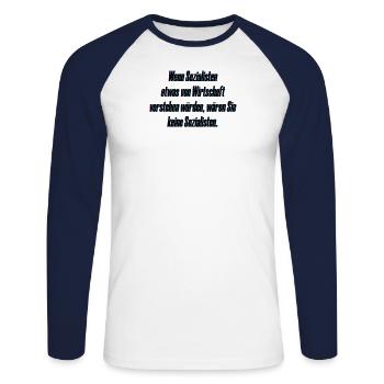 Sozialisten und die Wirtschaft - Unisex Baseballshirt langarm - Weiß/Navy - Vorne - Nik (191cm)