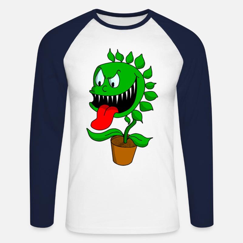 fleischfressende Pflanze - Unisex Baseballshirt langarm - Weiß/Navy