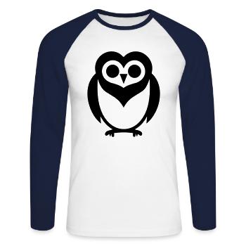 Petite chouette - T-shirt baseball manches longues Homme - blanc/marine - Devant - Nik (191cm)