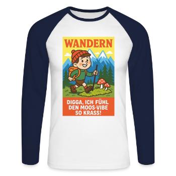Wandern - Unisex Baseballshirt langarm - Weiß/Navy - Vorne - Nik (191cm)