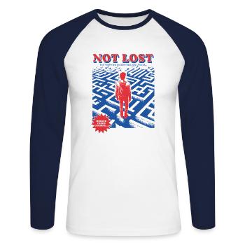 Midlife Crises Loading - I´m not Lost - verloren - Unisex Baseballshirt langarm - Weiß/Navy - Vorne - Nik (191cm)