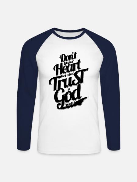 Trust in God - Unisex Long Sleeve Baseball T-Shirt - white/navy