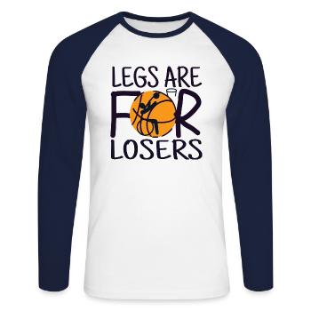Les jambes de basketball en fauteuil roulant sont pour les perdants - T-shirt baseball manches longues Homme - blanc/marine - Devant - Nik (191cm)