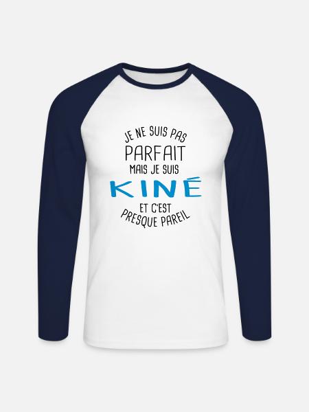 Pas parfait mais kiné - T-shirt baseball manches longues Homme - blanc/marine