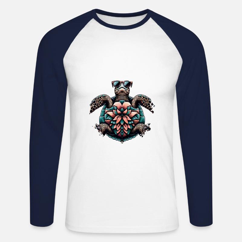 Chill Toad Turtle - Unisex Long Sleeve Baseball T-Shirt - white/navy