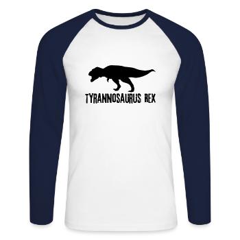 Tyrannosaurus Rex T-Rex Dinosaur Jurassic Dino - Unisex Long Sleeve Baseball T-Shirt - white/navy - Front - Nik (191cm)