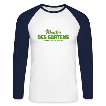Meister Des Gartens - Unisex Baseballshirt langarm - Weiß/Navy - Vorne - Nik (191cm)