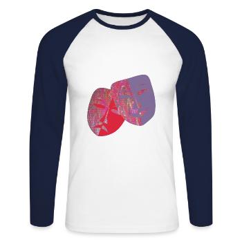 masks e 61 - Unisex Long Sleeve Baseball T-Shirt - white/navy - Front - Nik (191cm)