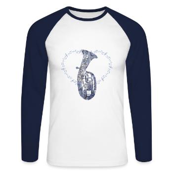 cor ténor e 44 - T-shirt baseball manches longues Homme - blanc/marine - Devant - Nik (191cm)