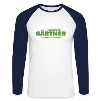 Geborener gärtner - Unisex Baseballshirt langarm - Weiß/Navy - Vorne - Nik (191cm)