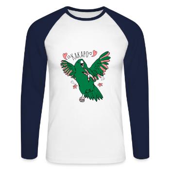 Kakapo - thick parrot - Unisex Long Sleeve Baseball T-Shirt - white/navy - Front - Nik (191cm)