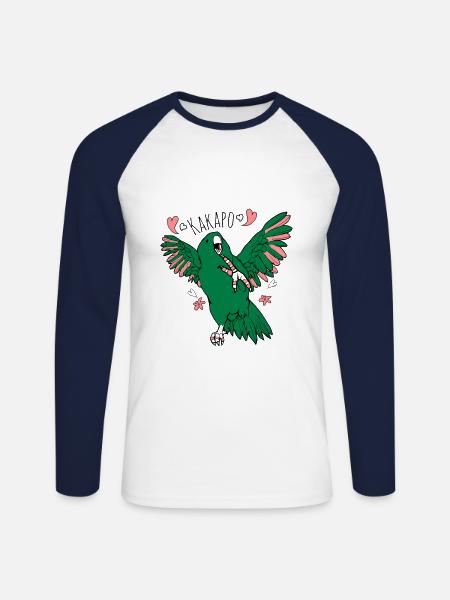 Kakapo - thick parrot - Unisex Long Sleeve Baseball T-Shirt - white/navy