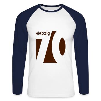 70. Geburtstag - Unisex Baseballshirt langarm - Weiß/Navy - Vorne - Nik (191cm)