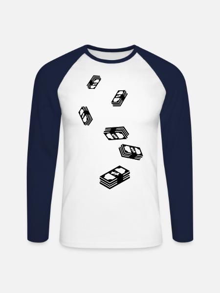 Money Money silhouette - Unisex Long Sleeve Baseball T-Shirt - white/navy