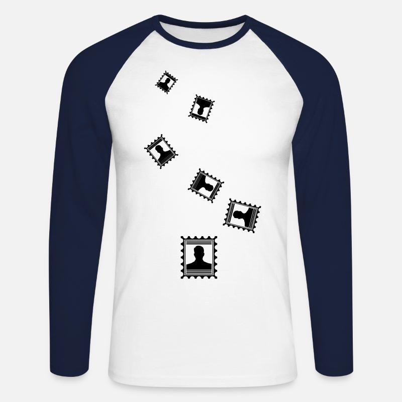 Briefmarke icon - Unisex Baseballshirt langarm - Weiß/Navy