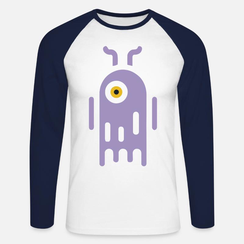 Einäugiges Alien - Unisex Baseballshirt langarm - Weiß/Navy