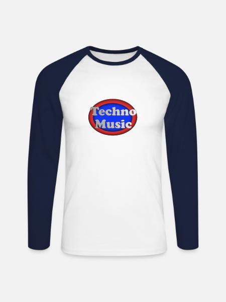 Techno Music - Unisex Baseballshirt langarm - Weiß/Navy