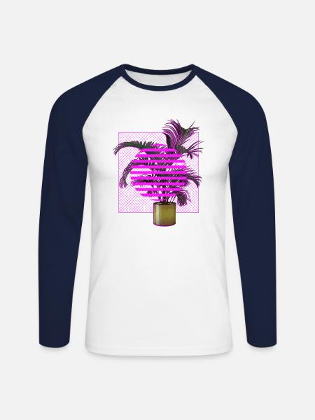 Vaporwave-Anlage - Unisex Baseballshirt langarm - Weiß/Navy