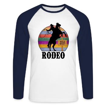 Rodeo Wild West - Unisex Long Sleeve Baseball T-Shirt - white/navy - Front - Nik (191cm)