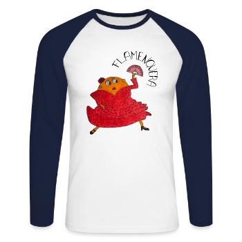 Flamenquera - T-shirt baseball manches longues Homme - blanc/marine - Devant - Nik (191cm)