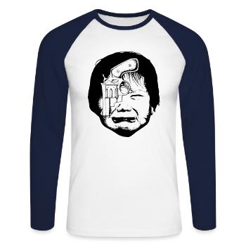 Baby Guns 03 Series / DAS ZEUGS - Unisex Baseballshirt langarm - Weiß/Navy - Vorne - Nik (191cm)