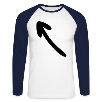 Pfeil Zeichnung Skizze schwarz - Unisex Baseballshirt langarm - Weiß/Navy - Vorne - Nik (191cm)