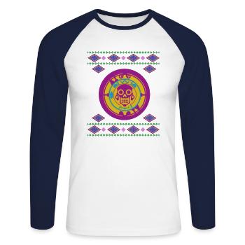 Guatemala drapeau guatémaltèque ADN I cadeau - T-shirt baseball manches longues Homme - blanc/marine - Devant - Nik (191cm)