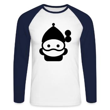 Petit pere noel - T-shirt baseball manches longues Homme - blanc/marine - Devant - Nik (191cm)