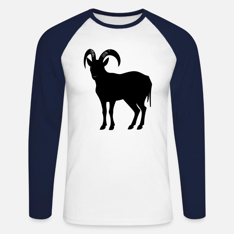 Ziege - Unisex Baseballshirt langarm - Weiß/Navy