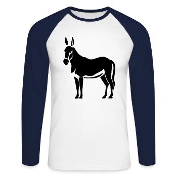 Esel - Unisex Baseballshirt langarm - Weiß/Navy - Vorne - Nik (191cm)