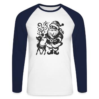 Xmas christmas santa clau naughty holidays winter - Unisex Long Sleeve Baseball T-Shirt - white/navy - Front - Nik (191cm)
