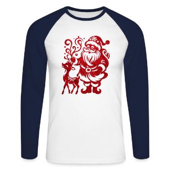 Xmas christmas Santa Claus naughty holidays winter - Unisex Long Sleeve Baseball T-Shirt - white/navy - Front - Nik (191cm)