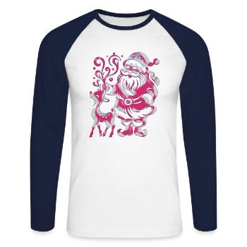 Xmas christmas santa clau naughty holidays winter - Unisex Long Sleeve Baseball T-Shirt - white/navy - Front - Nik (191cm)