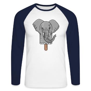 Elephant Head Popsicle - Unisex Long Sleeve Baseball T-Shirt - white/navy - Front - Nik (191cm)