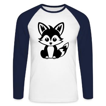 Fox - Unisex Long Sleeve Baseball T-Shirt - white/navy - Front - Nik (191cm)