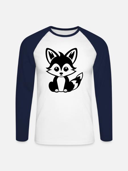 Fuchs - Unisex Baseballshirt langarm - Weiß/Navy