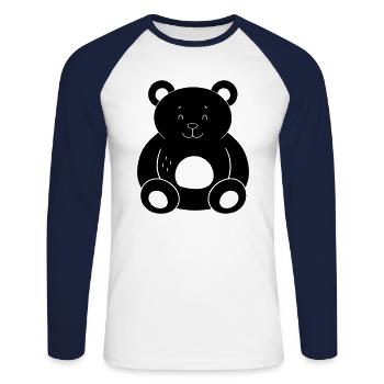 Teddy Bear - Unisex Long Sleeve Baseball T-Shirt - white/navy - Front - Nik (191cm)