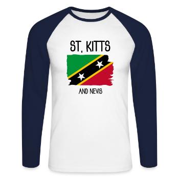 Saint Kitts and Nevis - Caribbean - West Indies - Unisex Long Sleeve Baseball T-Shirt - white/navy - Front - Nik (191cm)