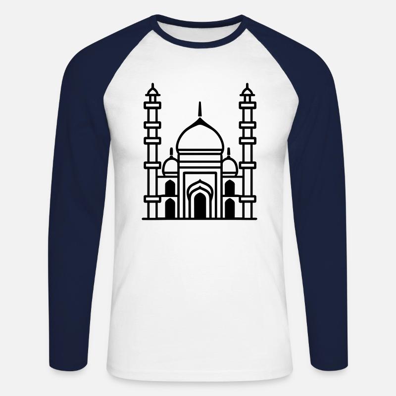 Moschee - Unisex Baseballshirt langarm - Weiß/Navy