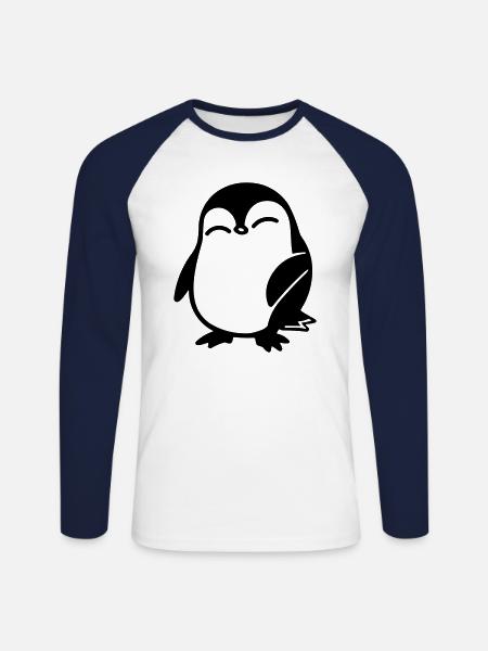 Penguin - Unisex Long Sleeve Baseball T-Shirt - white/navy