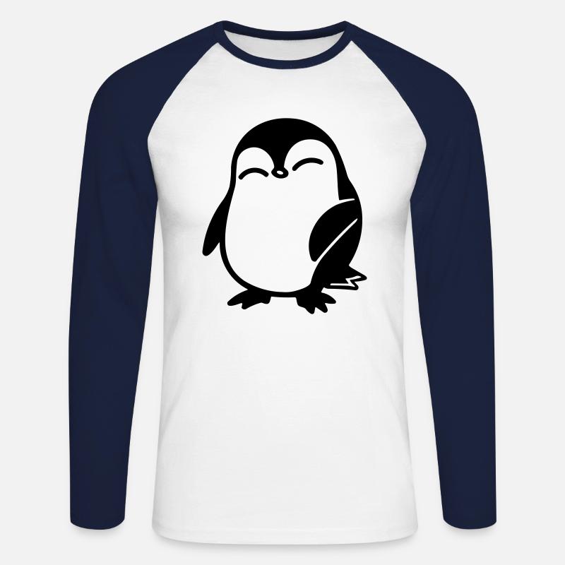 Pinguin - Unisex Baseballshirt langarm - Weiß/Navy