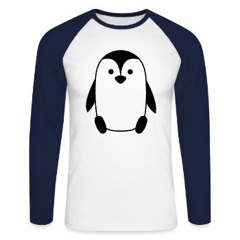 Pingouin - T-shirt baseball manches longues Homme - blanc/marine - Devant - Nik (191cm)