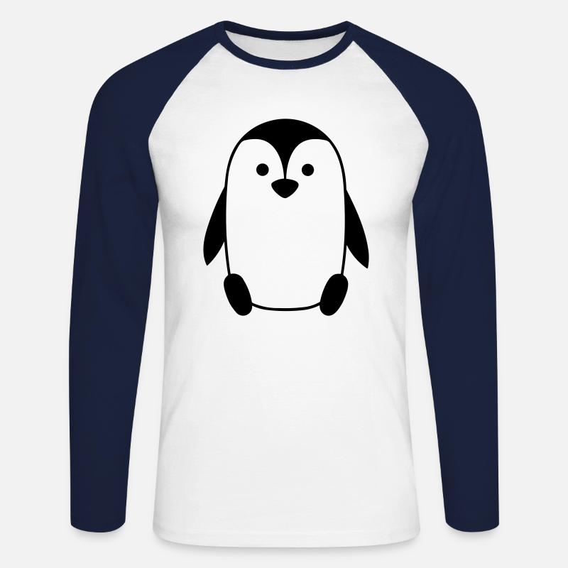 Pinguin - Unisex Baseballshirt langarm - Weiß/Navy