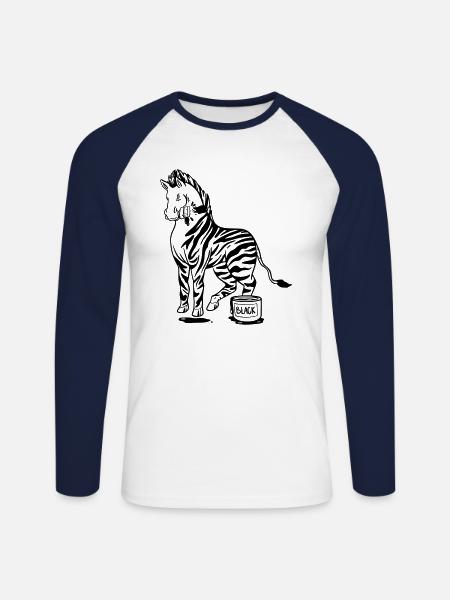 Zebra Schwarze oder Weiße Streifen Lustige Bilder - Unisex Baseballshirt langarm - Weiß/Navy