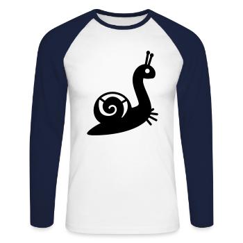 Snail - Unisex Long Sleeve Baseball T-Shirt - white/navy - Front - Nik (191cm)