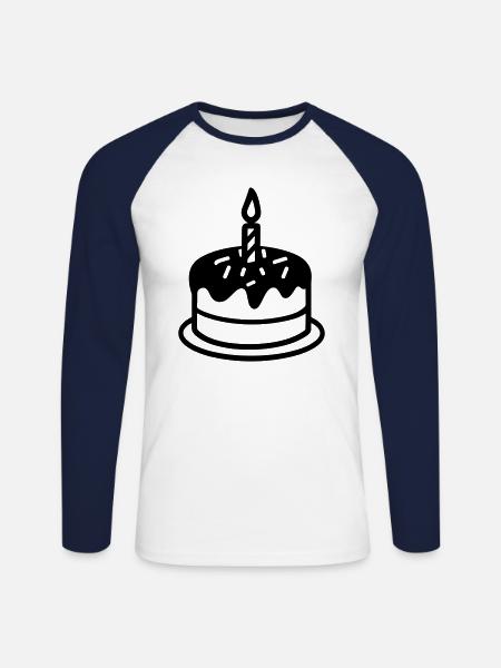 Birthday cake - Unisex Long Sleeve Baseball T-Shirt - white/navy