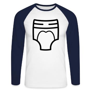 Couche - T-shirt baseball manches longues Homme - blanc/marine - Devant - Nik (191cm)