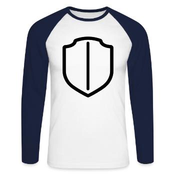 shield - Unisex Long Sleeve Baseball T-Shirt - white/navy - Front - Nik (191cm)