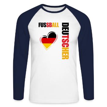 German team supporter football - T-shirt baseball manches longues Homme - blanc/marine - Devant - Nik (191cm)