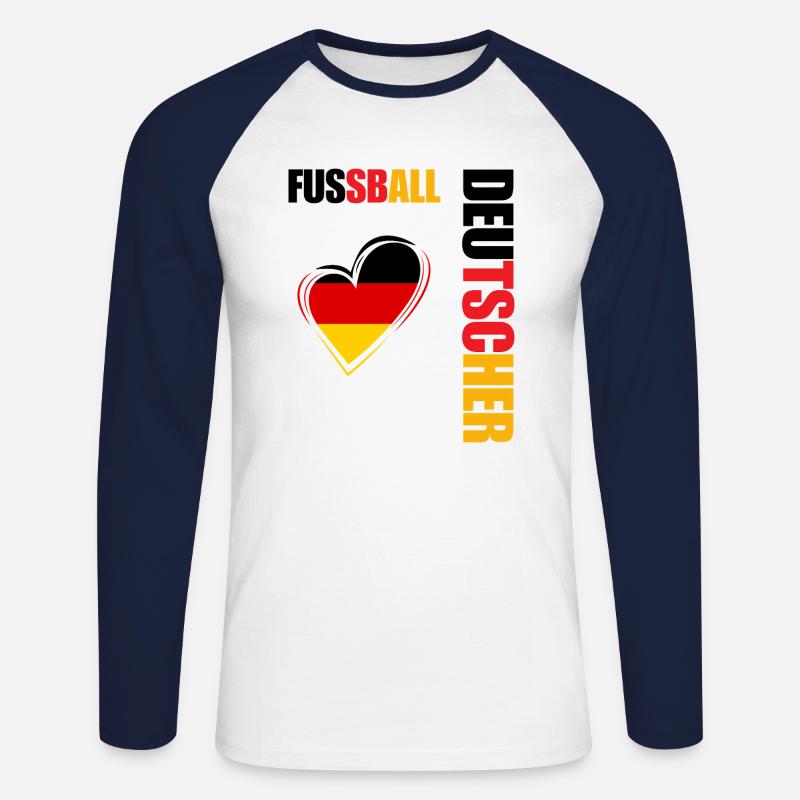 Deutsche Mannschaft Fanfußball - Unisex Baseballshirt langarm - Weiß/Navy
